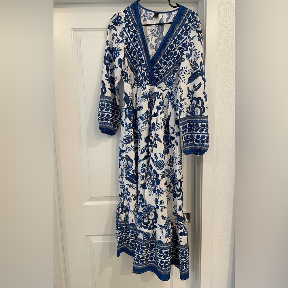 Blue and white dress